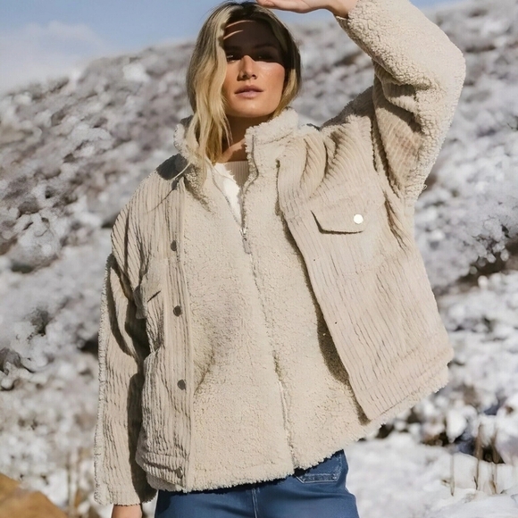 Blank NYC Jackets & Blazers - Blank NYC| Wide Wale Corduroy & Sherpa "Double Glazed" Coat| Sz L| Teddy, Cozy